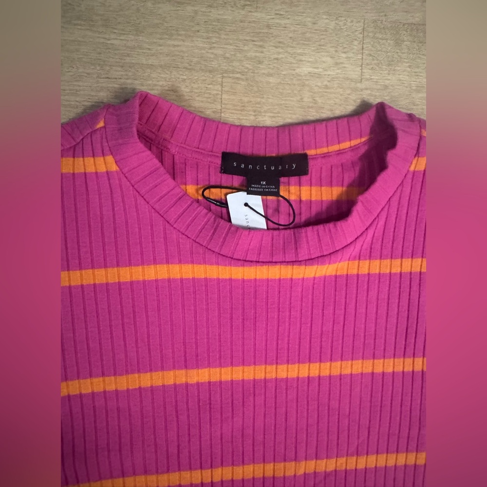 NWT Sanctuary Must Have Pink and Orange Striped Dress 1X - Picture 11 of 16